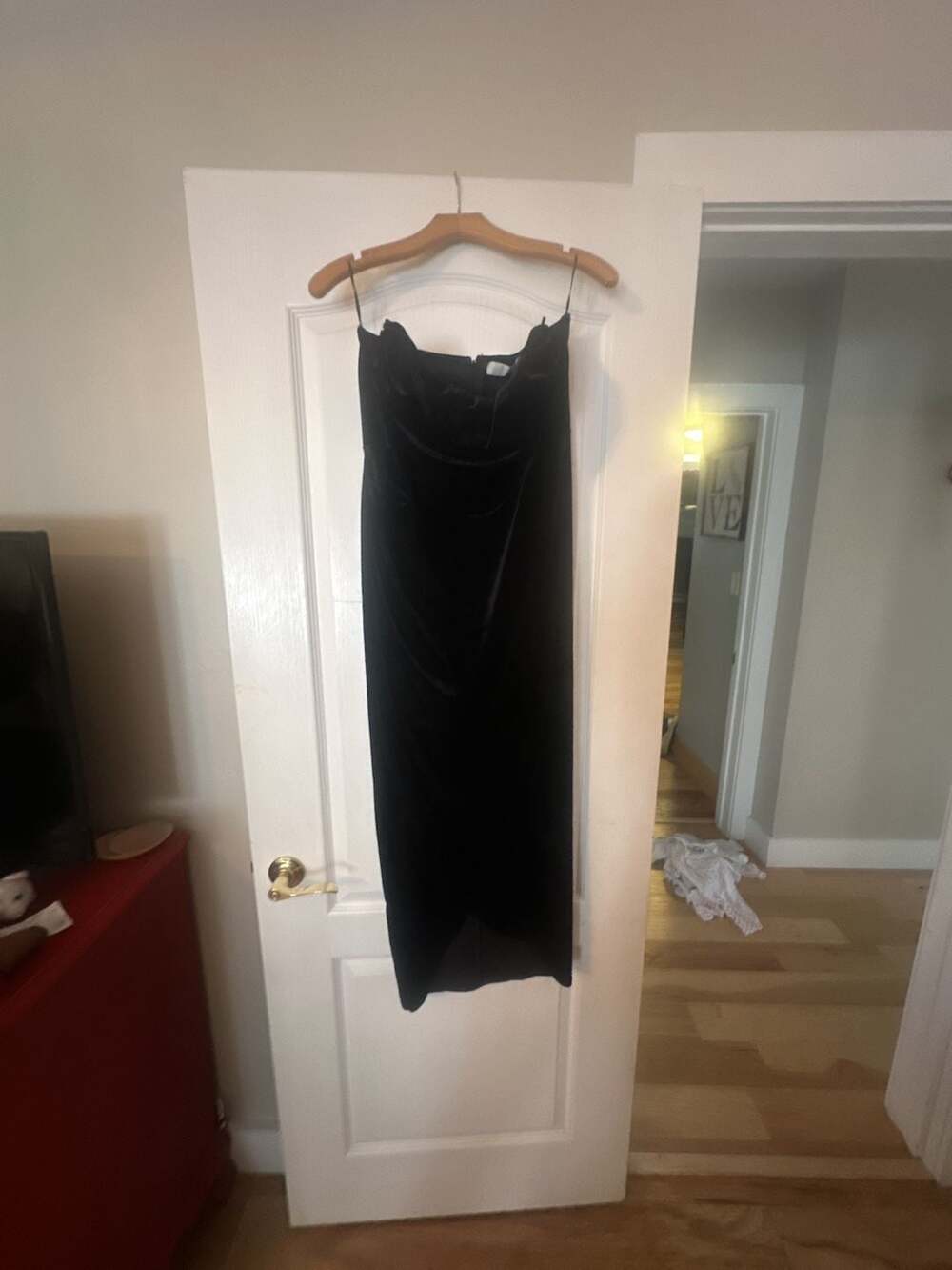 ASTR The Label Strapless Velvet Midi Dress